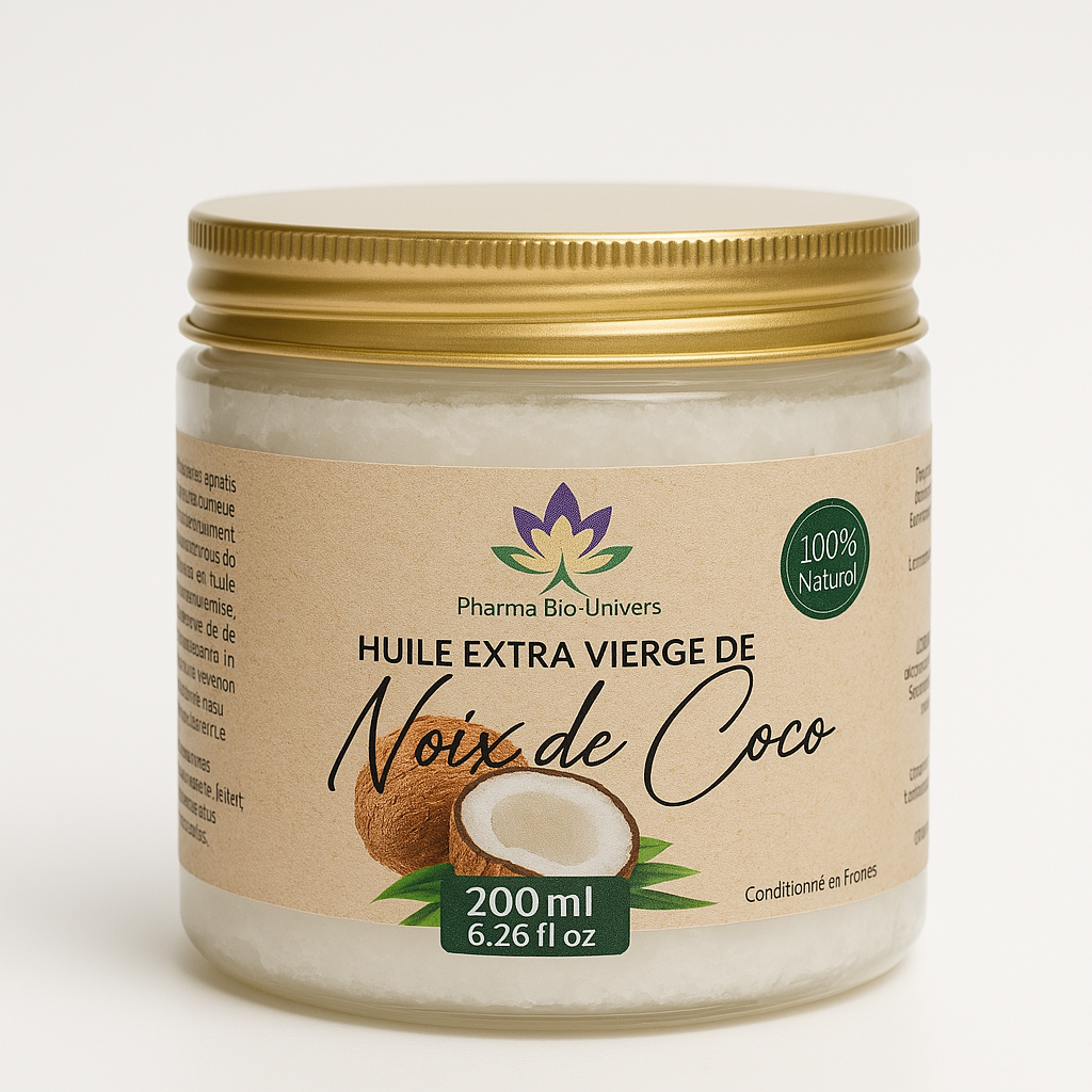 Huile Extra Vierge de Noix de Coco Bio - Pureté et Bien-être, 200 ml
