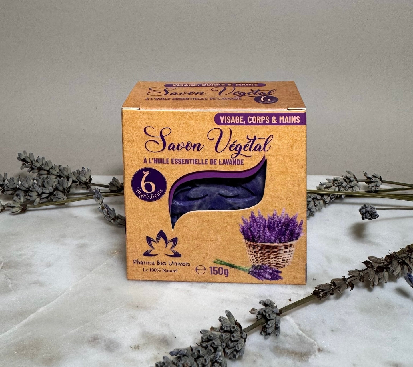 Savon Végétal à l’huile essentielle de lavande 150 gr