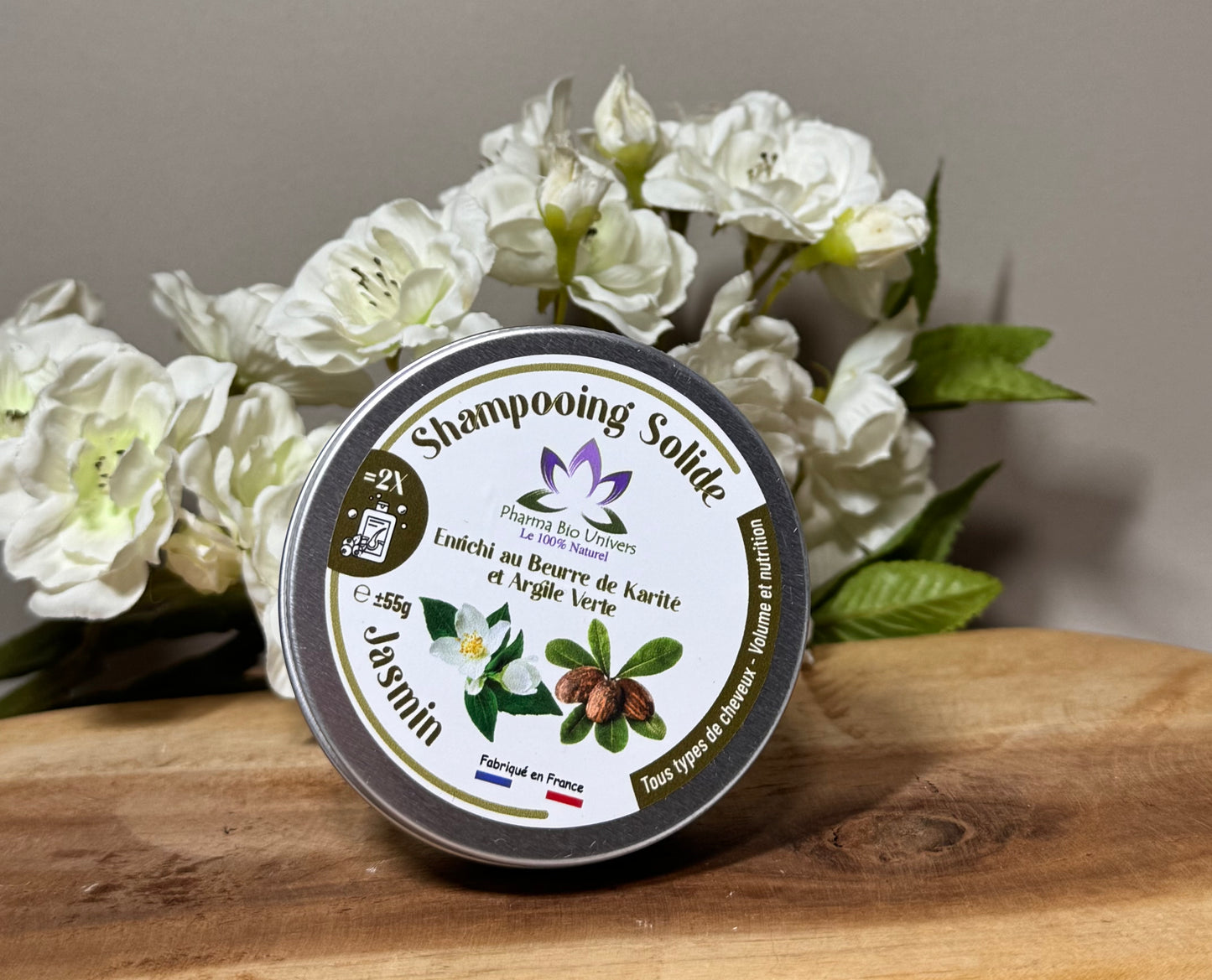 Shampoing Solide Jasmin – Soin Karité & Ghassoul Naturel