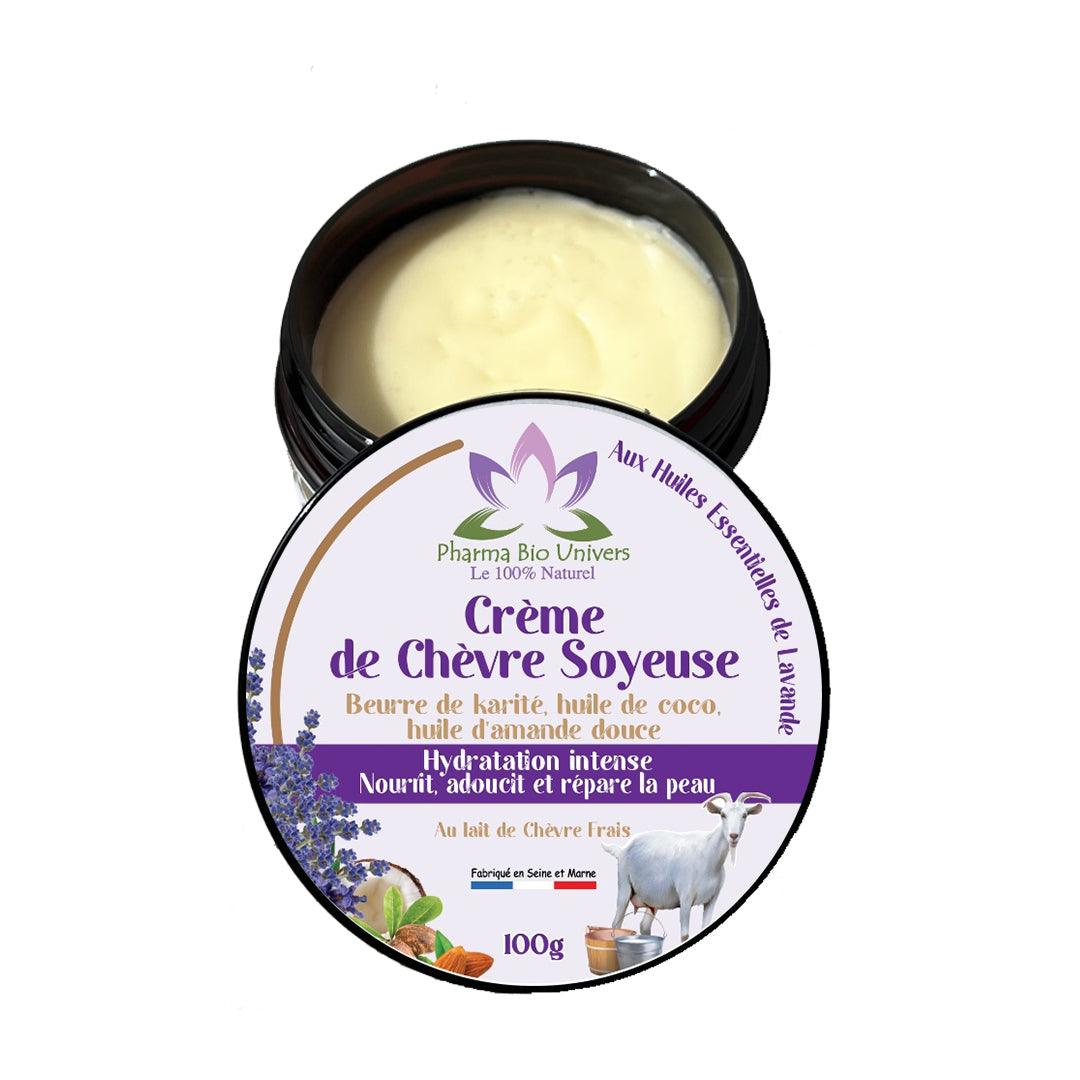 Savon artisanal naturel au lait de chèvre, hydratant et doux pour la peau, 150g, couleur crème, emballé dans du papier kraft écologique, texture visible et lisse