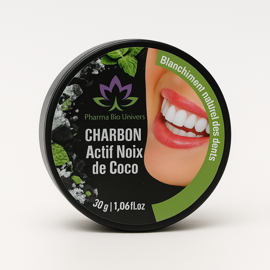 Poudre de Blanchiment Dentaire au Charbon Actif de Noix de Coco 100% Naturel